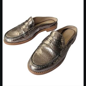 Johnston & Murphy Metallic Snake Print Loafers 6